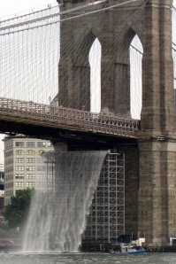 Public Art "arborcidal" Waterfalls Brooklyn Bridge